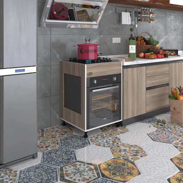 Kenzlife ankastre modülü kabini haya busa3 crd 85*60*56 fırın ocak dolabı ayarlı ayaklı üstten ürün görseli 1