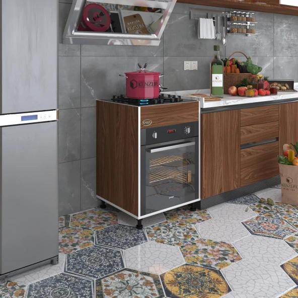 Kenzlife ankastre modülü kabini şirpençe cvz 85*60*56 fırın ocak dolabı ayarlı ayaklı üstten ürün görseli 1