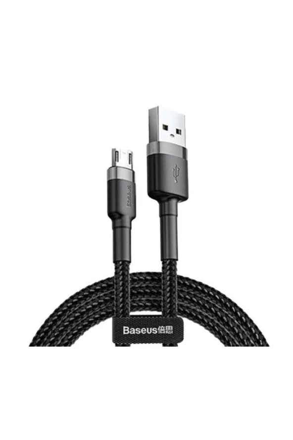 Cafule Serisi 2.4A 1 Metre Micro Usb Data Şarj Kablosu Gri Siyah ürün görseli 1