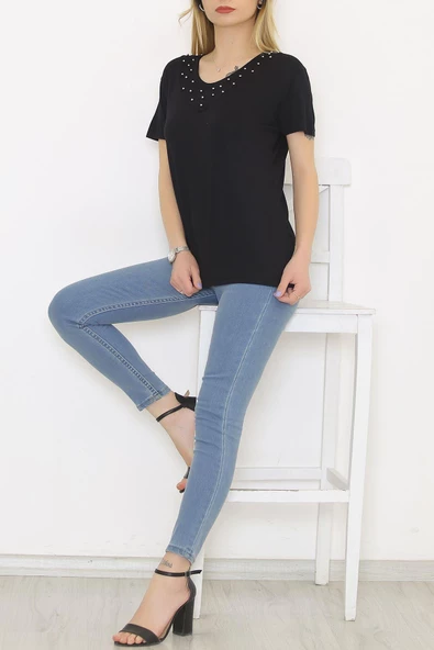 ZhlButik Önü İncili Bluz - Resim 3