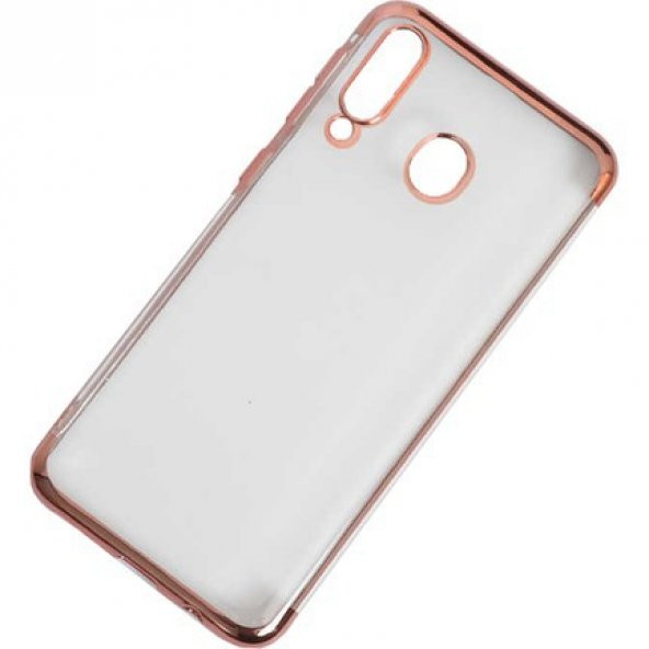 Samsung M30 Renkli Köşeli Arka Silikon Kılıf Rose Gold ürün görseli 1