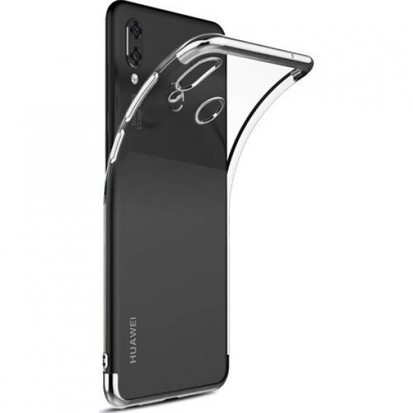 Sepetegelsin Huawei P Smart 2019 Renkli köşeli Şeffaf Arka Kapak Lazer Kılıf Gümüş ürün görseli 1