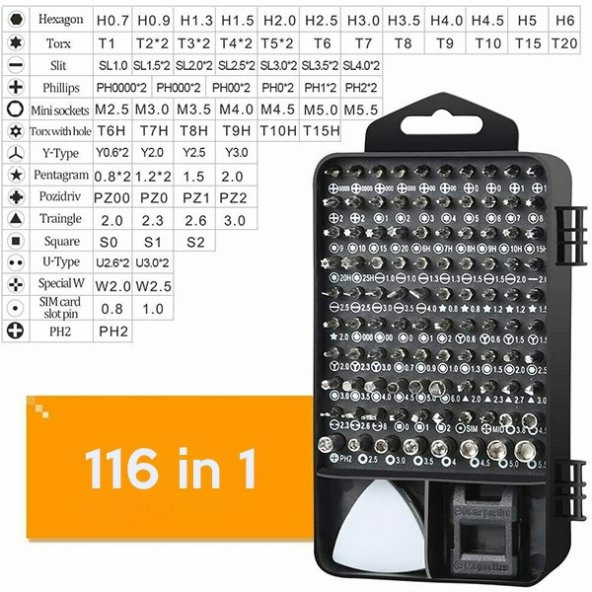 117 Parça Profesyonel Cep Telefonu Tablet Laptop Tamir Seti Tornavida Seti ürün görseli 1
