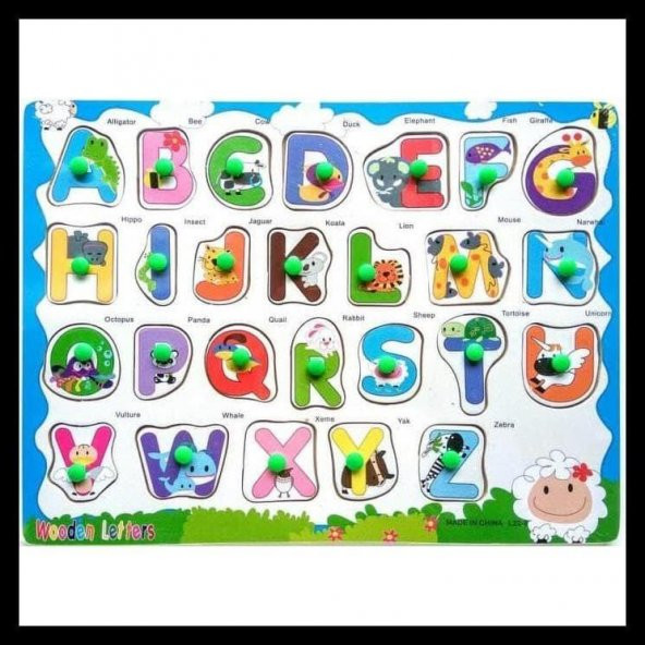 Ahşap Çocuk Gelişimi Neşeli Harfler Puzzle Yapboz ürün görseli 1