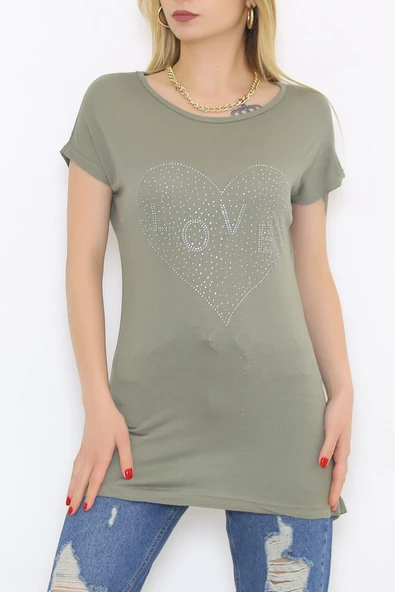 Zhlbutik Love Taşlı Bluz AçıkHaki ürün görseli 1