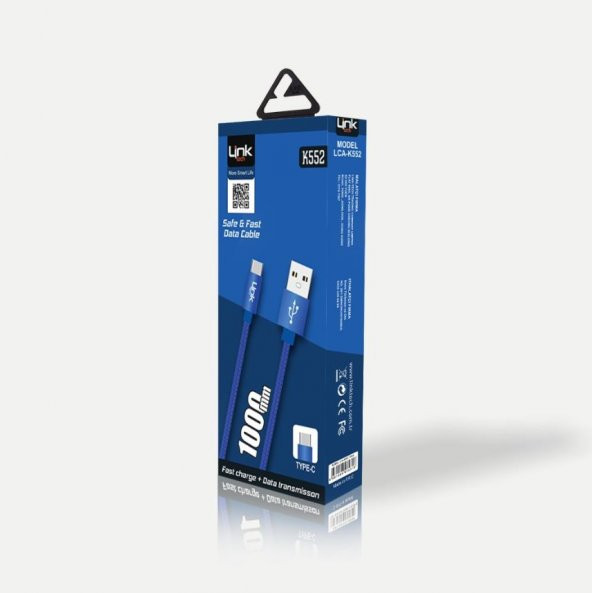 Linktech K552 Safe TYPE-C Metal Başlı 1Metre Şarj Data Kablosu - Resim 2