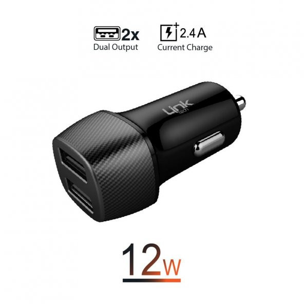 Linktech Çift Usb Safe 2.4A 12W Araç Şarj Aleti C490 ürün görseli 1