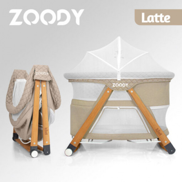 Kiwi Zoody 3 in 1 Bebek Beşiği, Oyun Parkı ve Park Yatak Latte ürün görseli 1