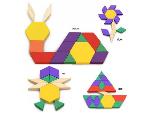 Ahşap 125 Parça Blok Eğitici Tangram Puzzle - Resim 7