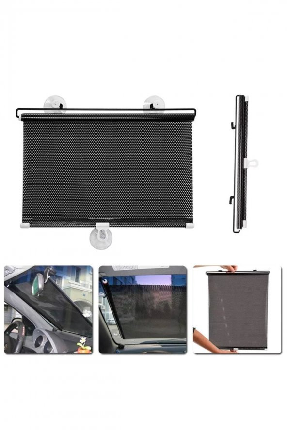 Araba Araç Içi Katlanabilir Araç Oto Ön Cam Güneşlik Branda 50x125cm Siyah ürün görseli 1