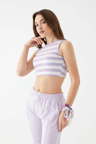 Zhlbutik Çizgili Triko Atlet - Resim 5