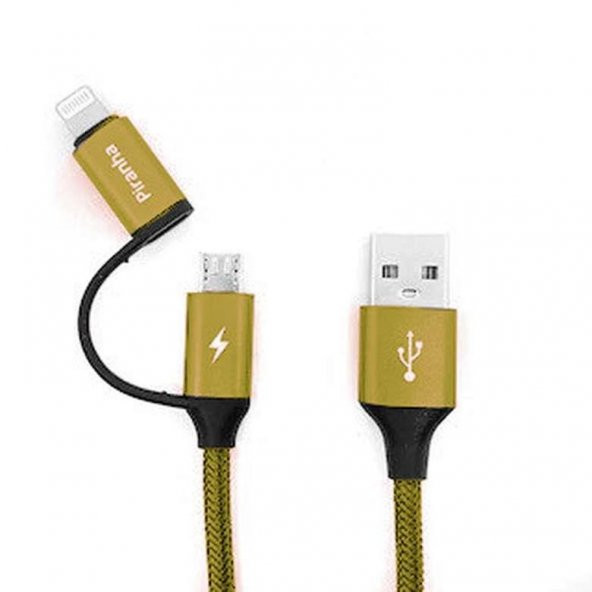 Piranha 2in1 Mikro Usb + Lightning Dual Usb Kablo ürün görseli 1