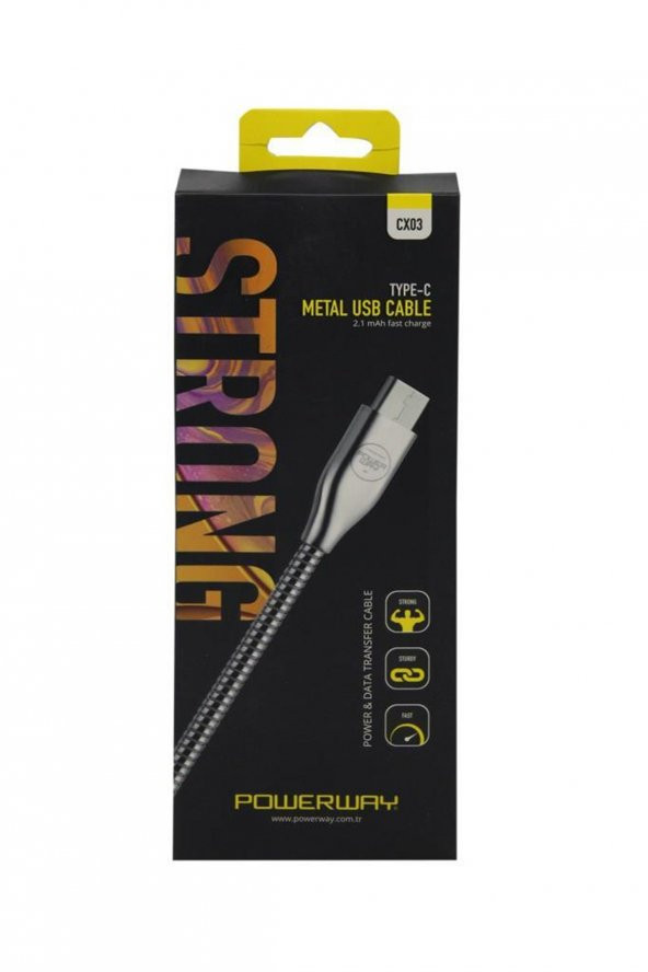 Powerway 2.1A Type-C Metal Hızlı Şarj Kablosu ürün görseli 1