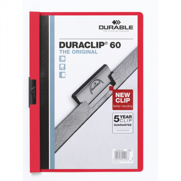 Durable Sıkıştırmalı Dosya DuraClip Ortadan Klipsli 60 Syf A4 Kırmızı 2209 ürün görseli 1