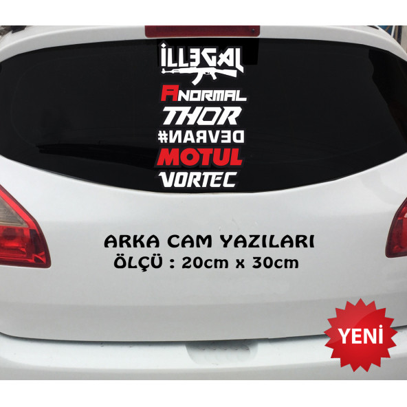 illegal devran oto araba sticker seti- oto araba cam uyumlu ürün görseli 1