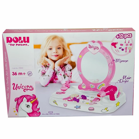 2563 Oyuncak Unicorn Masaüstü Aynalı Makyaj Seti ürün görseli 1