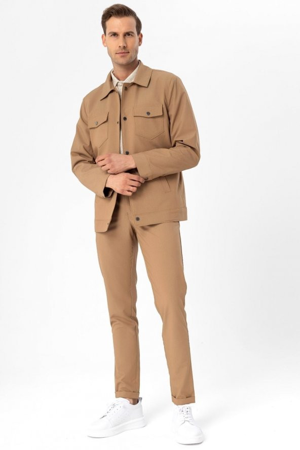 Slim Kalıp Düz Mont - Resim 4