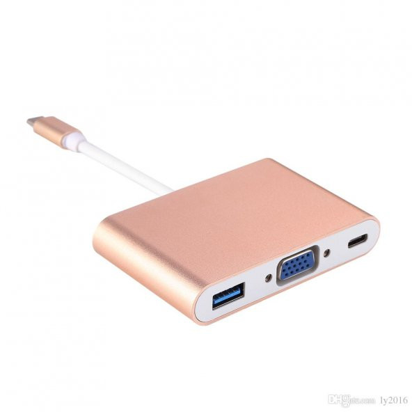 USB Type-C Giriş - VGA Çıkış+USB 3.0+Type-C 3in1 Çevirici ürün görseli 1