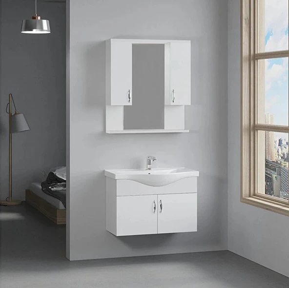 Denko Akyazı 80 cm MDF Beyaz Banyo Dolabı Takımı ürün görseli 1