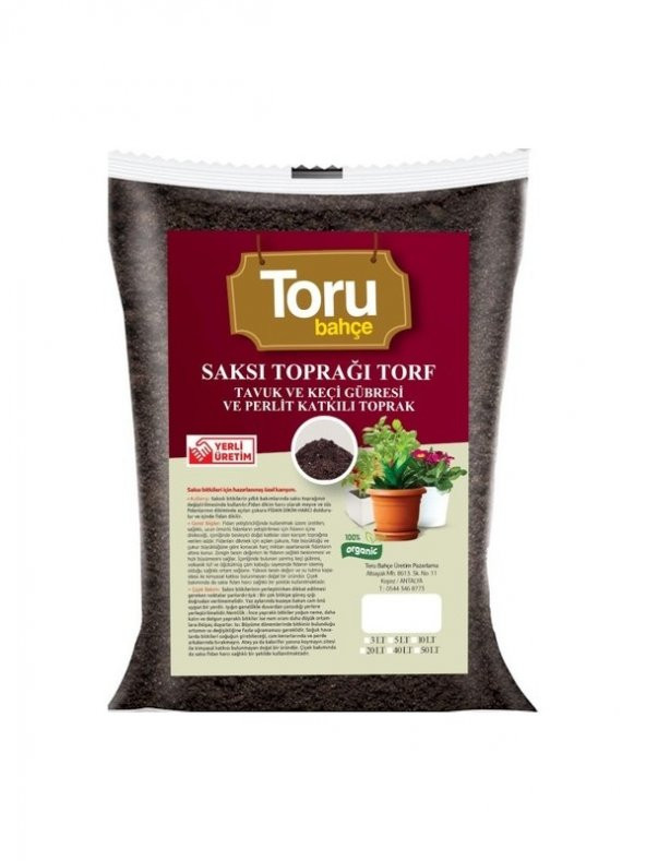 Torubahce Bahçe Toprağı Torf Tavuk ve Keçi Gübresi ve Perlit Katkılı Toprak 40LT ürün görseli 1