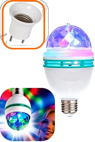 Renkli Disko Ampulü Lambası E27 Duy Hediye Led Ampul Dönen Disco Topu Lamba Işık Ampül Hareketli ürün görseli 1
