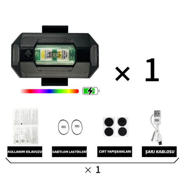 7 Renkli Rgb Led Motosiklet Uyarı Kaza Önleyici Mini Pilli Sinyal Led Drone Led Uçak Kanat Led ürün görseli 1