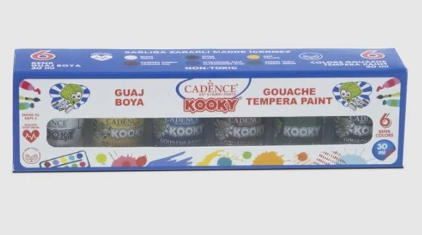 CADENCE KOOKY GUAJ BOYA ( TEMPERA ) 6'LI  SET 30ML ürün görseli 1