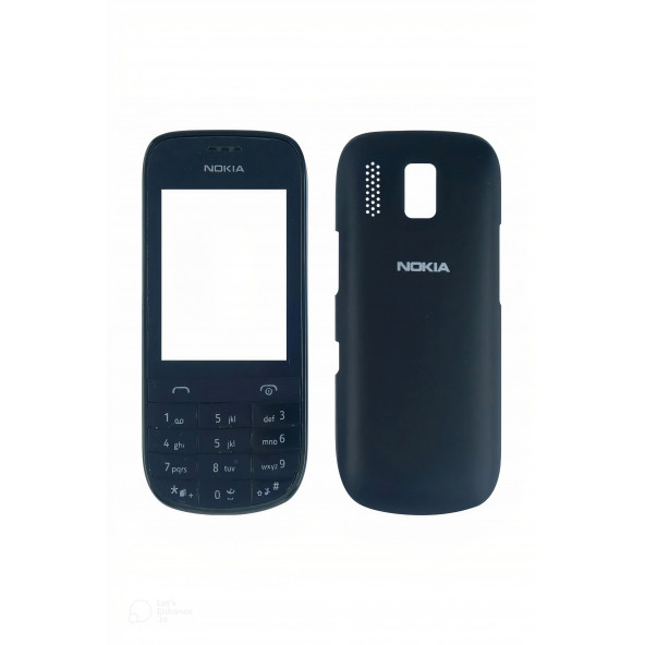 Nokia 202 Kapak Nokia 202 uyumlu Siyah Renk Ön Kapak Arka Kapak Tuş Takımı ürün görseli 1