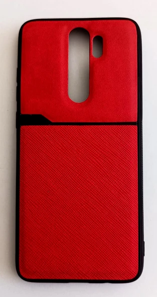 Xiaomi Redmi Note 8 Pro Uyumlu Deri Görünümlü Orta Sert Koruma Kılıf Kırmızı ürün görseli 1