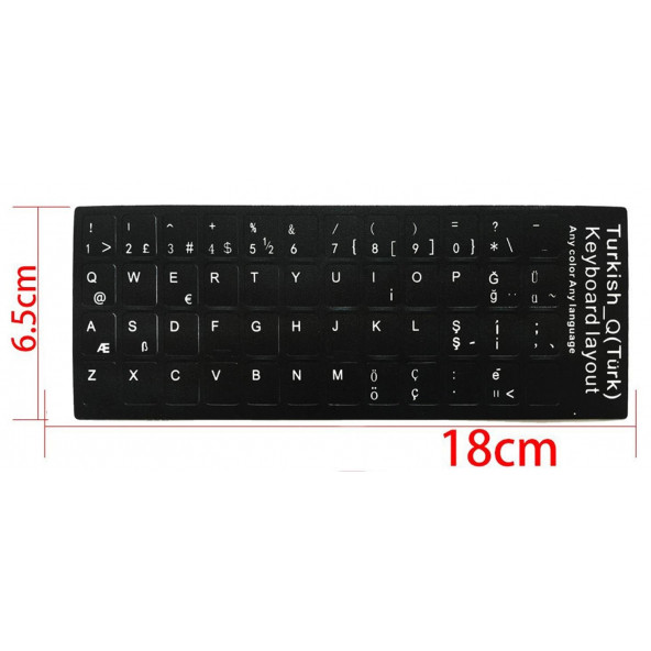 DİJİ-KEY TÜRKÇE SİYAH Kaliteli Pvc Laptop Klavye Sticker Etiket Keyboard Layout ürün görseli 1