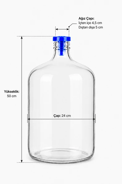 Cam Damacana Koruma Sepetli Yaylı Kapaklı Su Saklama Kabı 15 Litre ürün görseli 1