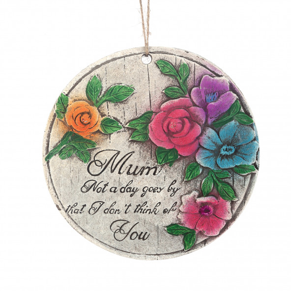 956282C ASILABİLİR BALKON VE BAHÇE SÜSÜ GELİNCİKLİ,ANNE TEMALI YUVARLAK 15X15X1,1CM ürün görseli 1