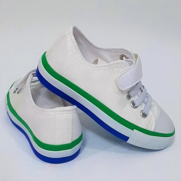 Fiyra 9002 Beyaz Keten Sneaker Cırtlı Çocuk Spor Ayakkabı ürün görseli 1