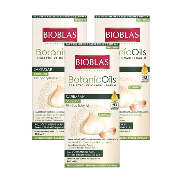 Bioblas Botanic Oils Sarımsak Özlü 360 ml Şampuan x 3 Adet ürün görseli 1