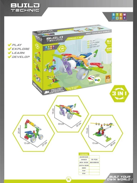 BUILD TECHNIC 3 IN 1 100 PARÇA - Resim 2