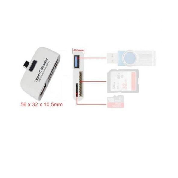 Type C Usb 3.1 Kart Okuyucu Micro Usb Sd Card Reader Çevirici - Resim 4