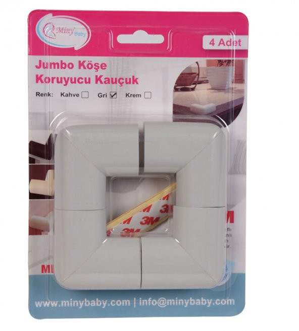 Miny Baby Kauçuk Jumbo Köşe Koruyucu   4 Lü / Gri ürün görseli 1