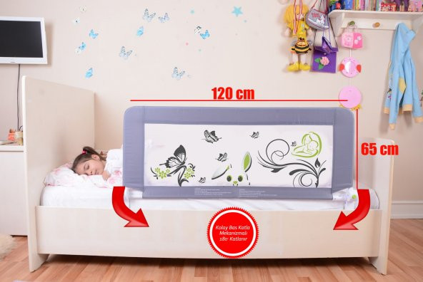 Miny Baby Katlanabilir Yatak Bariyeri-Gri ürün görseli 1