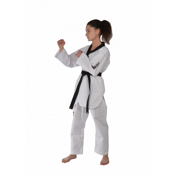 HAŞADO Fitilli Siyah Yaka Taekwondo Elbisesi ürün görseli 1