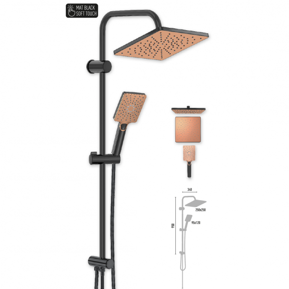 Valtemo VALTEMO MAXIMA BRONZE MAT BLACK DUŞ SETİ VS-2666 ürün görseli 1