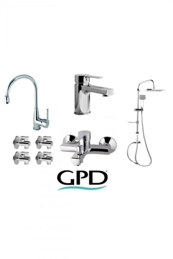 GPD Solus 8 Parça Krom Armatür Musluk Batarya Banyo Seti Mte55-mbb55-mlb55-dst19-3-fkm01 ürün görseli 1