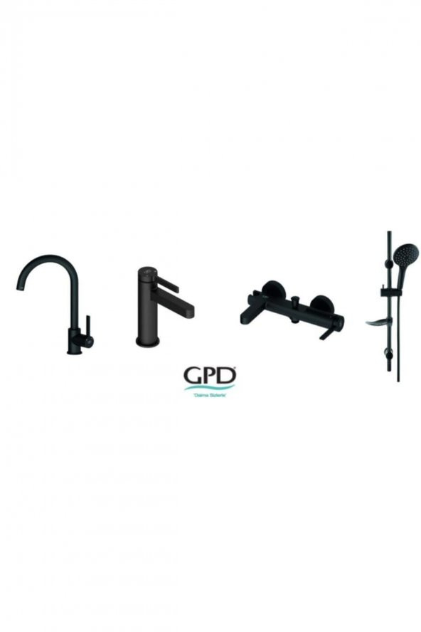 GPD Gildo Siyah Armatür Musluk Batarya Banyo Seti Mlb165-s Mbb165-s Mte165-s Dst57-s ürün görseli 1