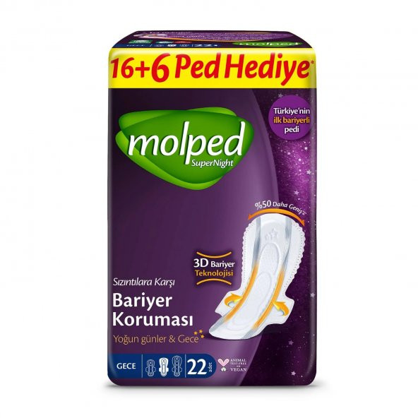 Molped Supernight Dev Ekonomik Ped Gece 22x6 132 Adet ürün görseli 1