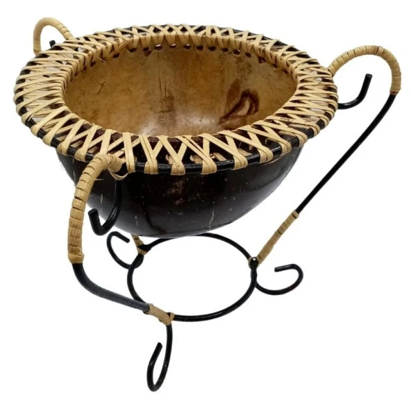 Hindistan Cevizi Şekerlik Spiral Coconut Metal Ayaklı Coconat Kase No.1 ürün görseli 1