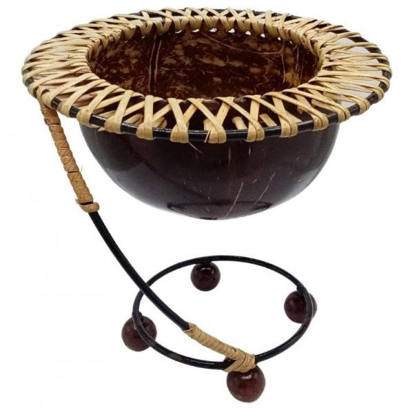Hindistan Cevizi Şekerlik Spiral Coconut Metal Ayaklı Coconat Kase No.2 ürün görseli 1