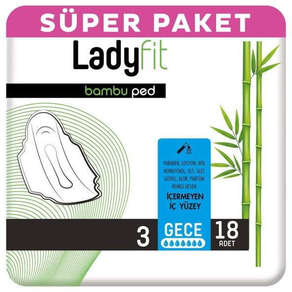 Ladyfit Bambu Gece Ped 18x6 108 Adet ürün görseli 1