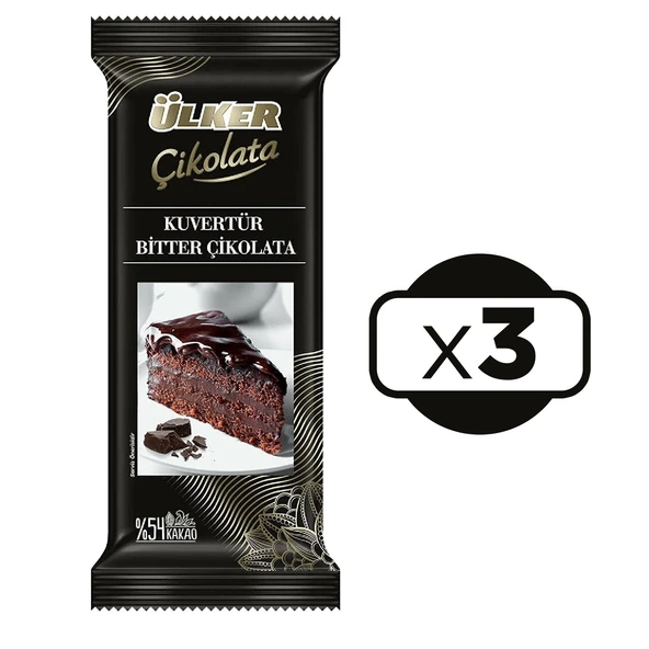 Ülker Kuvertür Bitter Çikolata 3 x 200 G ürün görseli 1