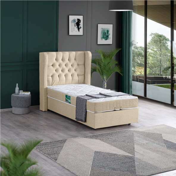 Setay Riga Tek Kişilik Baza Başlık Comfort Yatak Seti, Krem ürün görseli 1