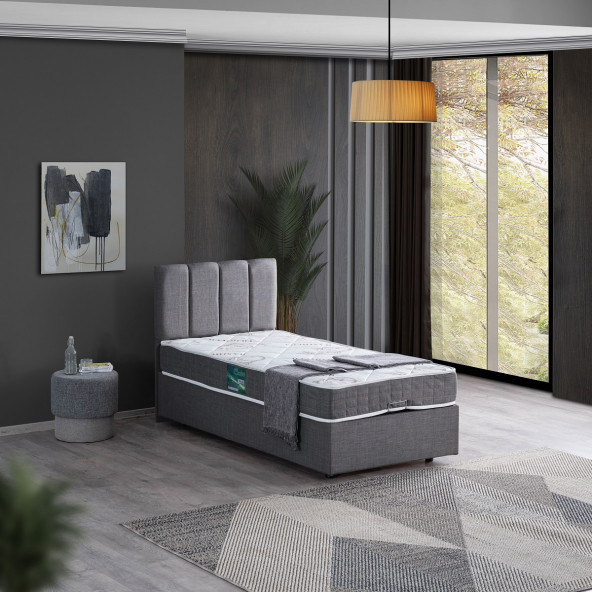 Setay Defne Tek Kişilik Baza Başlık Comfort Yatak Seti, Gri ürün görseli 1