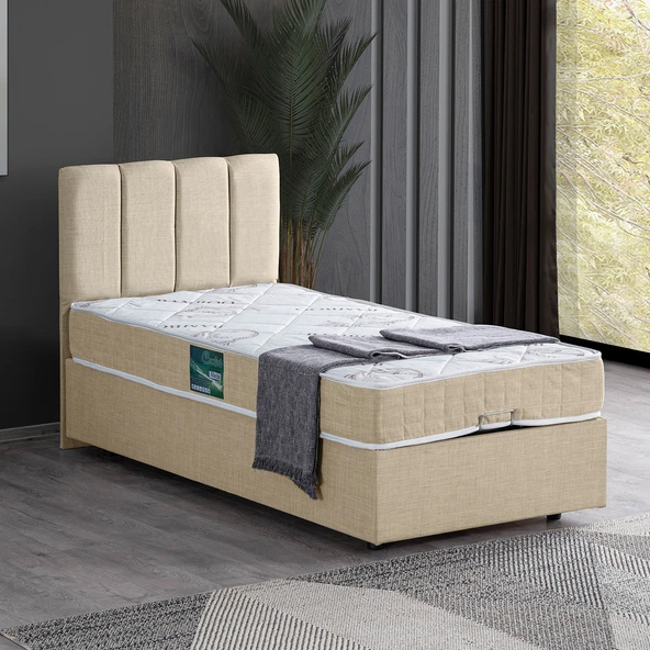 Setay Baza, Defne Tek Kişilik Baza Başlık Comfort Yatak Seti - Krem ürün görseli 1